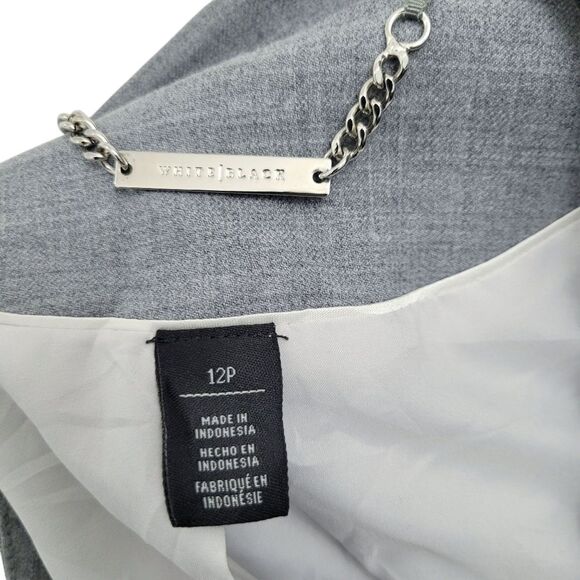White House Black Market 52% Wool Grey Blazer Jacket Size: 12P - Picture 9 of 10